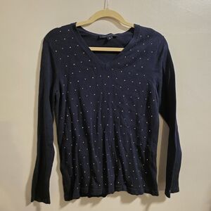 Tommy Hilfiger Black Long Sleeve V-Neck Top